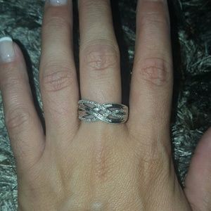Diamond multi band size 9 silver ring