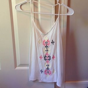 White tank top with tribal pattern