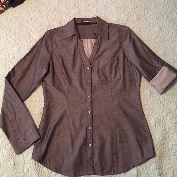 Express • Gray • Button Down Top • Size Medium