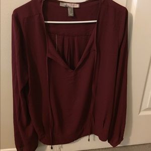 Forever 21 semi sheer cranberry colored top