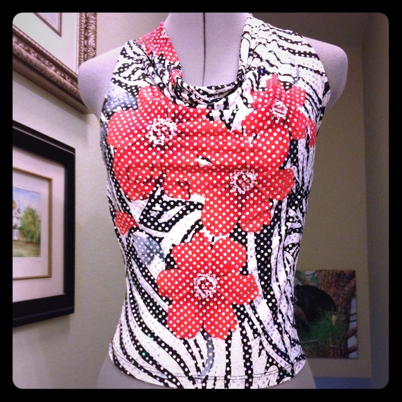 Sequined Flower Halter Top
