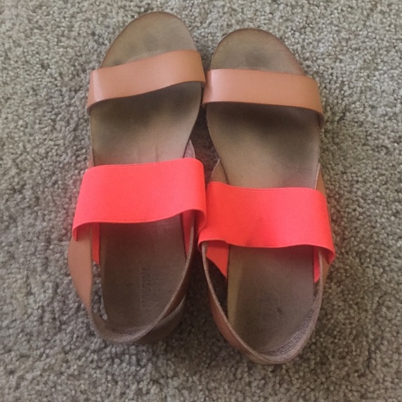 Neon two strap sandals