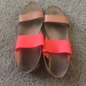 Neon two strap sandals
