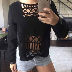 Cut out top with faux leather detail