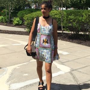 Flowy colorful open back summer slip dress LF