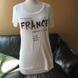 White t shirt with words