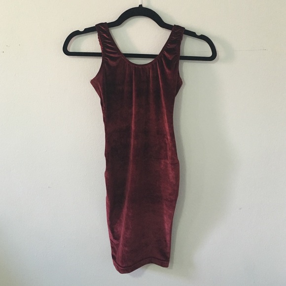 American Apparel burgundy velvet low back dress XS