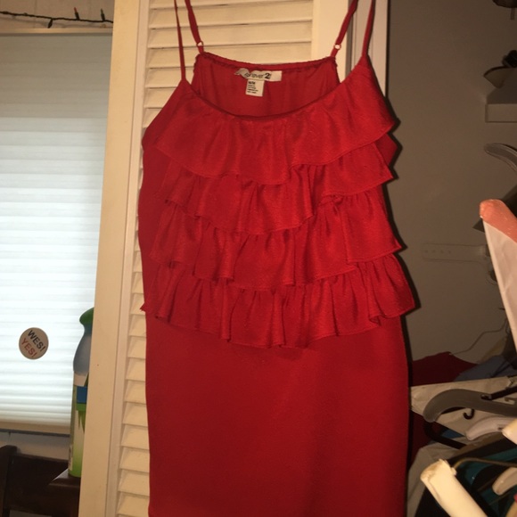 Red ruffled tank top