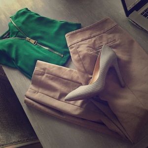 Loft Khaki straight leg cropped business pants