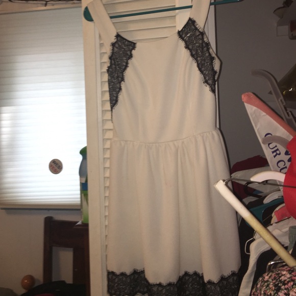 White dress with black lace