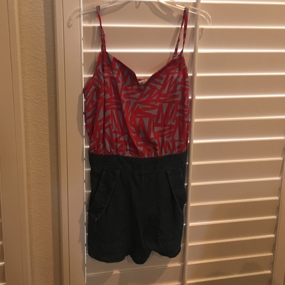 BCBGeneration pink and denim romper. Size medium