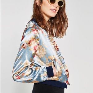 Zara Jackets & Coats - Zara Printed Satin Bomber Jacket, size Medium Zara Jackets & Coats - Zara Printed Satin Bomber Jacket, size Medium