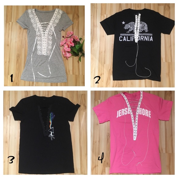 Lace up front tee shirts dress - custom made - Picture 3 of 4