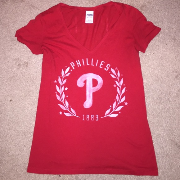 PINK Phillies V-Neck Shirt Size Small