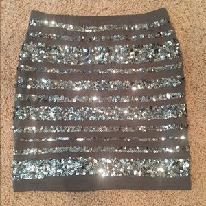 Silver Sequin Bodycon Skirt