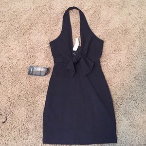 Bebe XS black deep plunge tight mini dress
