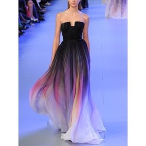 Strapless Empire Zipper Floor-Length Chiffon Gown