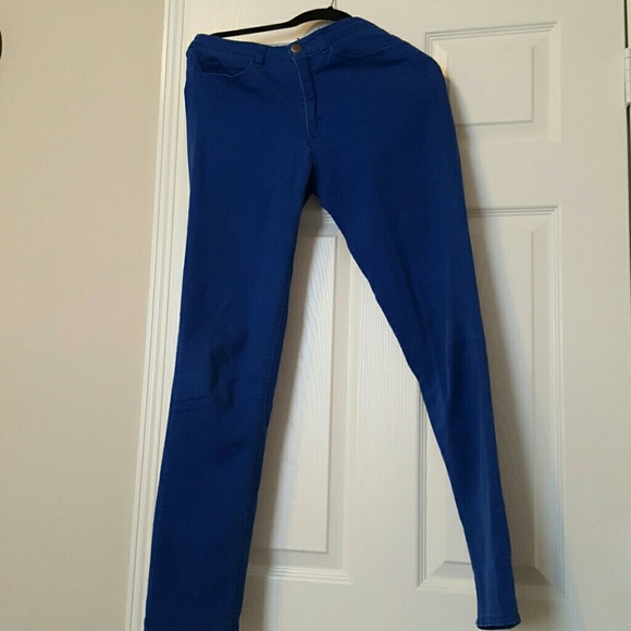 High waisted deep blue pants