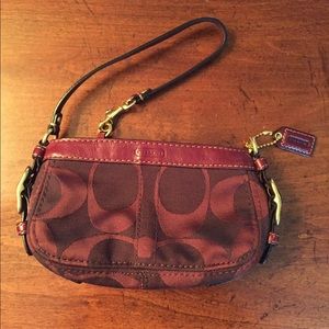 Maroon/Brown Coach Wristlet