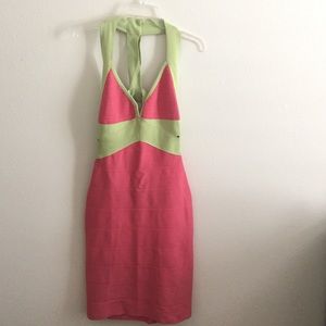 Pink and green body con dress!