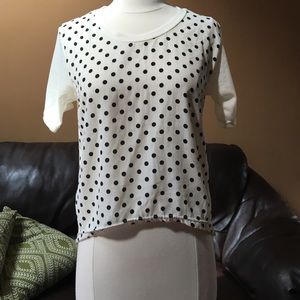 White and black polka dot top