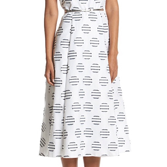 Size 6 Calvin Klein-Navy/Wht Burnout Dot Dress - Picture 3 of 4