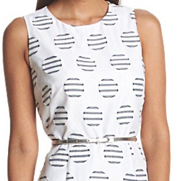 Size 6 Calvin Klein-Navy/Wht Burnout Dot Dress - Picture 2 of 4