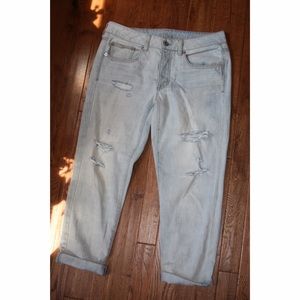 Distressed mom jeans