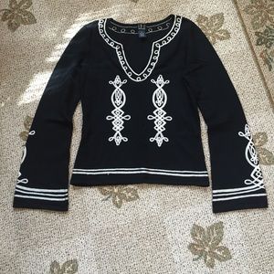 INC Black Embroidered Sweater- Size M