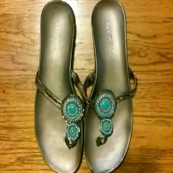 fancy Turquise beads flip flops