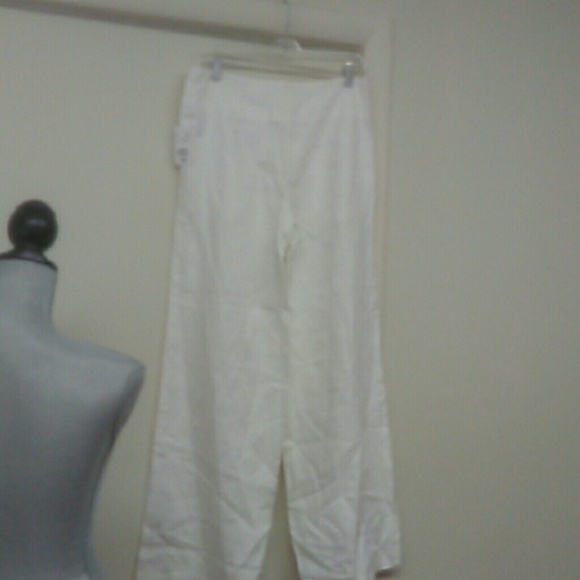 H&M WIDE LEG LINEN PANTS SIZE 8 OFF WHITE - Picture 4 of 4