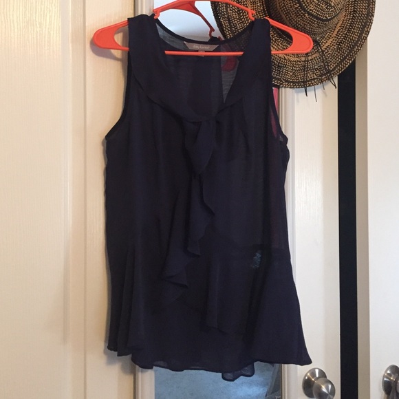 Navy blue blouse with ruffles