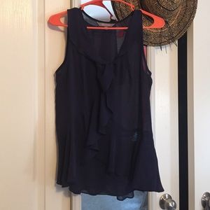 Navy blue blouse with ruffles