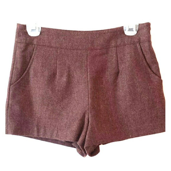 Brown and Burgundy tweed shorts - Picture 1 of 4