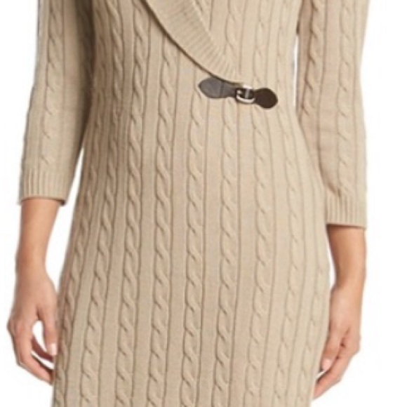 (Size XL) Calvin Klein Tan Sweater Dress - Picture 3 of 4