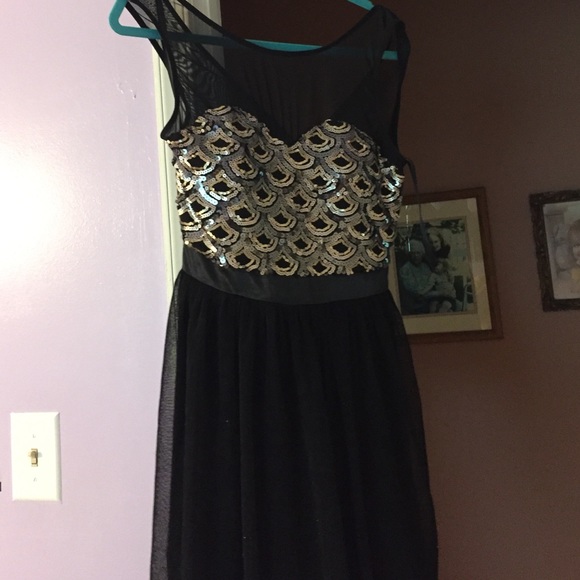 Black and gold party dress