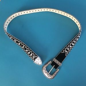 Rhinestone and black felt belt