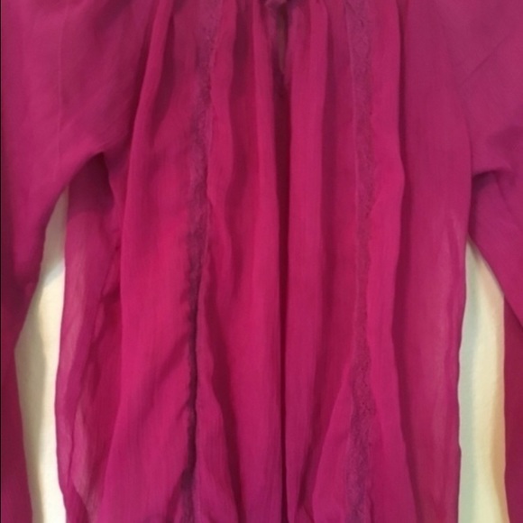 Disney Magenta Chiffon Peasant Top - Picture 2 of 4