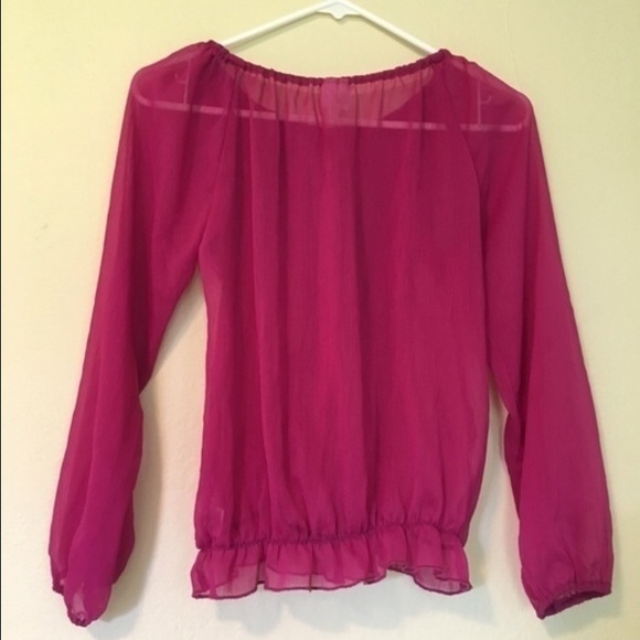 Disney Magenta Chiffon Peasant Top - Picture 3 of 4