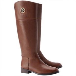 CHESTNUT colored Tory Burch riding boots
