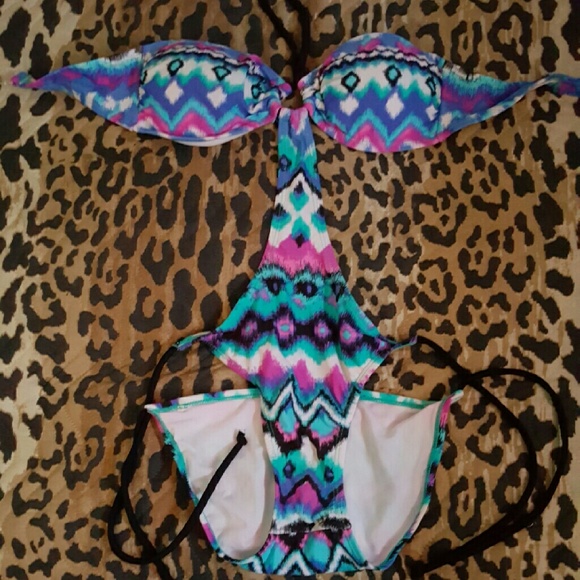 aztec one piece cut out bikini