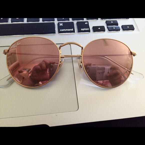 Round flat lens RayBans (gold)