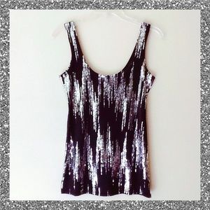 NWOT - Stretchy Black & Silver Sequin Top
