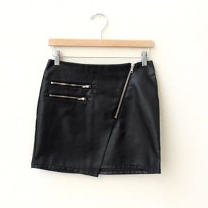 Faux Leather Asymmetrical Skirt