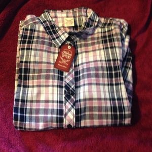 Purple and Blue Plaid Button Up