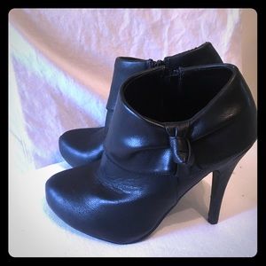 Black Faux Leather Booties