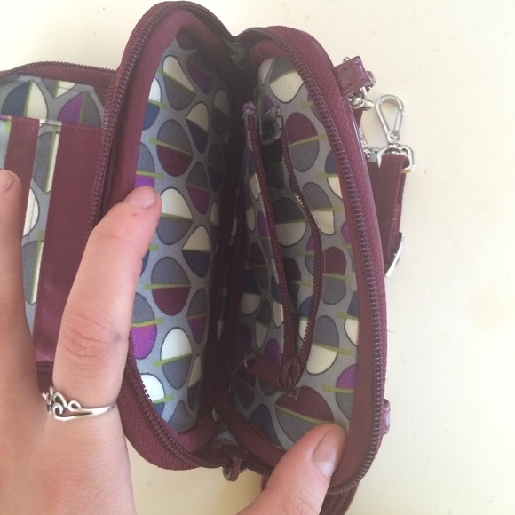 Vera Bradley Burgundy cross body/wristlet - Picture 3 of 3