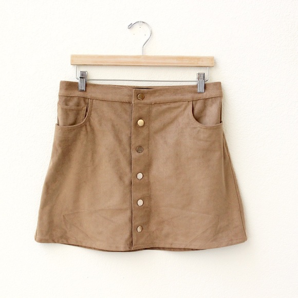 Suede Button Up Skirt
