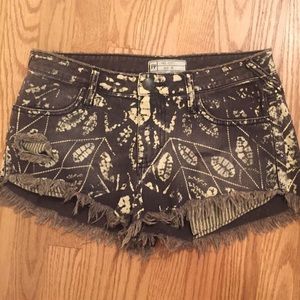 Free People Patterned Denim Shorts