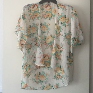 Beige floral kimono